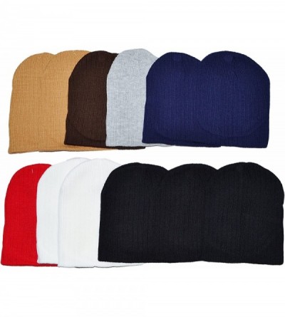Skullies & Beanies Wholesale 12 PCS Unisex Knit Short Plain Ribbed Beanie Ski Cap Skull Hat Warm Solid Winter New Blank - CF1...