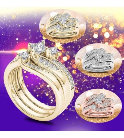 Headbands Valentine's Day Women Ring Round Diamond Wedding Band Anniversary Gift Accessory Rings Jewelry Size 5-11 - C1194LGY...