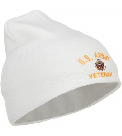 Skullies & Beanies US Army Veteran Military Embroidered Short Beanie - White - CS18637KE96 $21.36