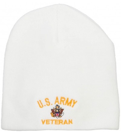 Skullies & Beanies US Army Veteran Military Embroidered Short Beanie - White - CS18637KE96 $21.36