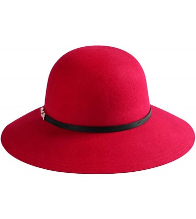 Fedoras Women Floppy Wool Hat Wide Brim Bucket Fedora Cloche Bowler Felt Hats 1920s Gatsby Church Caps - Red - C718Y76LTH8 $2...