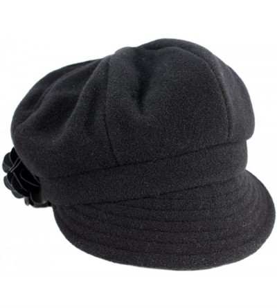 Newsboy Caps Irish Newsboy Cap Made in Ireland Women's Newsboy Hat 8 Panel Irish Wool - Black - CQ12DPHMQ21 $58.91