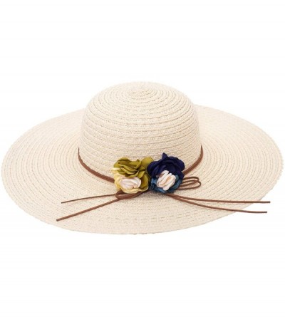 Sun Hats Summer Beach Sun Hats for Women Girls Straw Hat Wide Brim Travel Packable UPF 50+ - Beige - C218Q8EGR2G $11.59