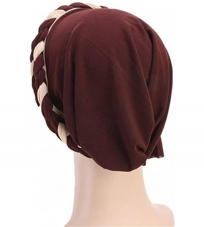 Skullies & Beanies Chemo Cancer Turbans Cap Twisted Braid Hair Cover Wrap Turban Headwear for Women - Tjm-341-black&orange - ...
