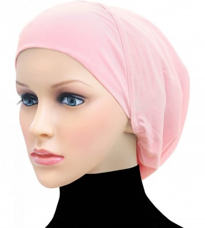 Skullies & Beanies Cotton Beanie Snood Large Hijab Chemo Cap - Pink - CP180Q7ODCL $11.21
