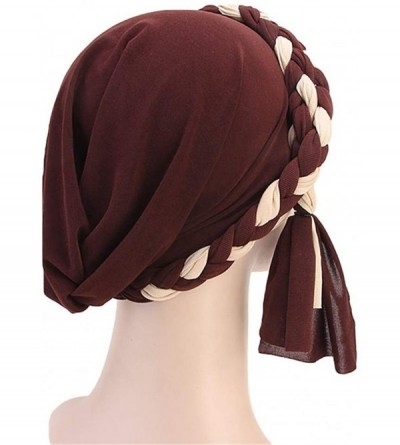 Skullies & Beanies Chemo Cancer Turbans Cap Twisted Braid Hair Cover Wrap Turban Headwear for Women - Tjm-341-black&orange - ...
