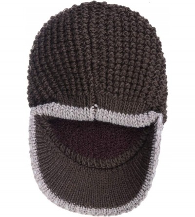 Skullies & Beanies Winter Fashion Knit Cap Hat for Women- Peaked Visor Beanie- Warm Fleece Lined-Many Styles - Brown - C41289...