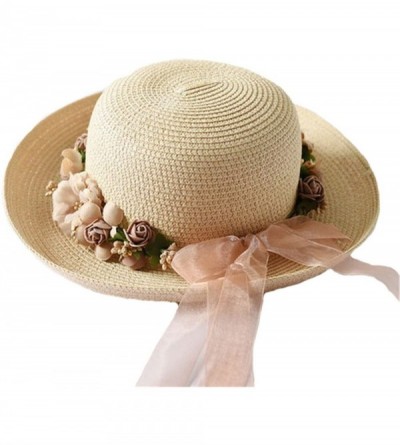 Sun Hats Flower Sun Hat Ladies Beach Hat Fedora Womens Summer Spring Hawaiian Bowknot Straw Hats - Adult White - C918DWGNNXW ...