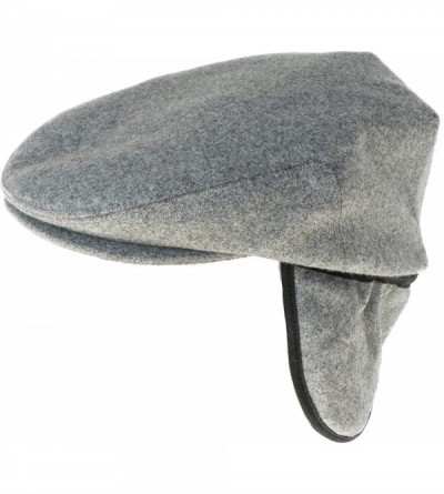 Newsboy Caps Made in USA Herringbone or Solid Ear Flap Ivy Cap Winter Hat 100% Wool - Solid Grey - CV125UC23KT $107.62