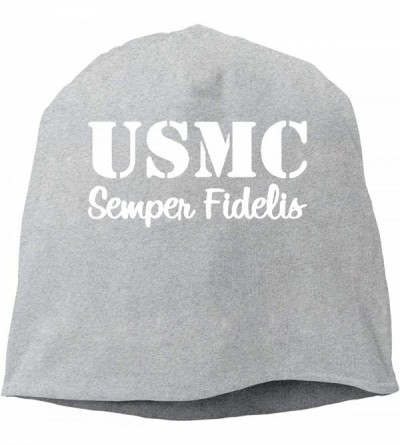 Skullies & Beanies US Marine Corps Unisex Knitted Hat Beanie Hat Warm Hats Skull Cap - Gray - CM18L7KC2C6 $15.36