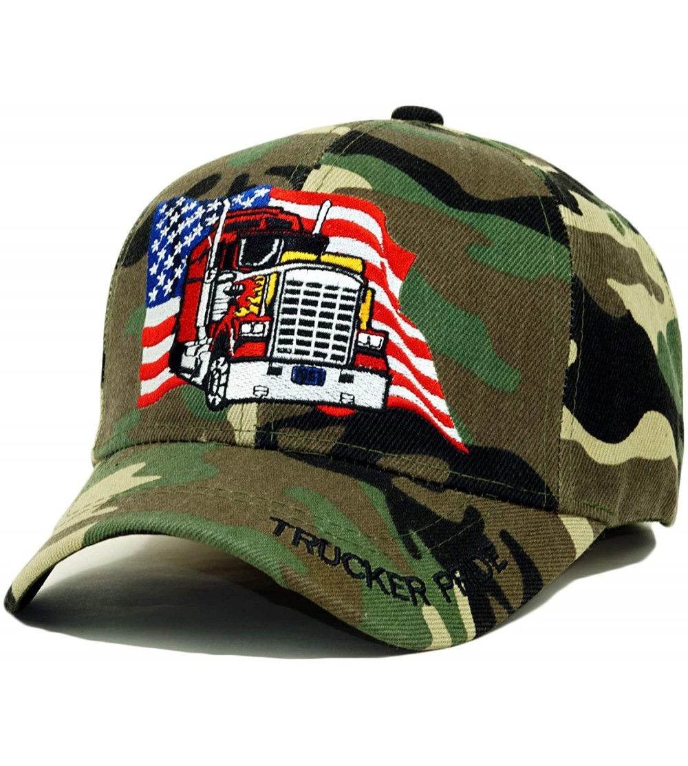 Baseball Caps Trucker Pride Embroidery Hat Father Truck USA Pride Baseball Cap - Green Camo - C3193SKIZO4 $13.22