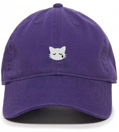 Baseball Caps Crying Cat Baseball Cap Embroidered Cotton Adjustable Dad Hat - Purple - CC18AEKCXNZ $28.19