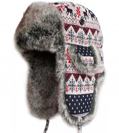 Bomber Hats Knitted Russian Women Winter Aviator Trapper Hat with Faux Fur Lining Hat - Color 1 - CC12MY1L83J $46.01