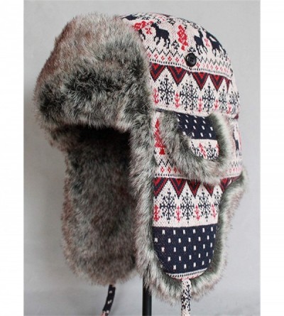 Bomber Hats Knitted Russian Women Winter Aviator Trapper Hat with Faux Fur Lining Hat - Color 1 - CC12MY1L83J $30.67