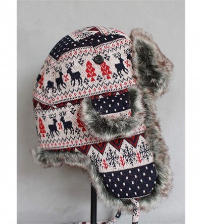Bomber Hats Knitted Russian Women Winter Aviator Trapper Hat with Faux Fur Lining Hat - Color 1 - CC12MY1L83J $30.67