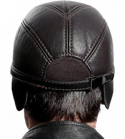 Baseball Caps Men's PU Leather Baseball Cap with Ear Flap Peaked Adjustable Dad Hat Outdoor Winter - Brown - C1188HTHDH6 $19.50