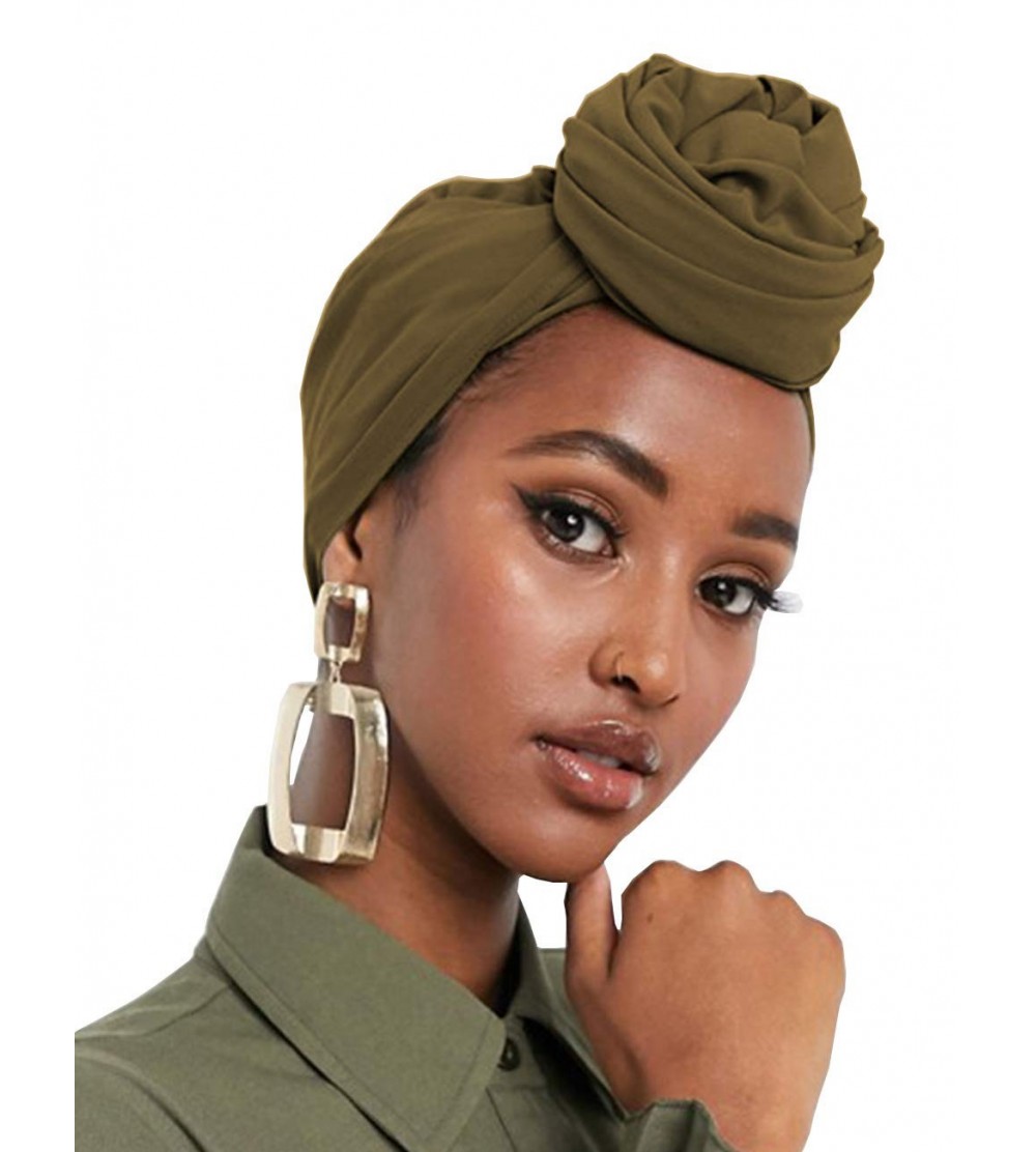 Headbands Chiffon Jersey Hair Wrap- Women Long Soft Sunscreen Travel Hair Cover Wrapping Army Green - CW196IUL39G $10.85