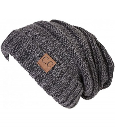 Skullies & Beanies Womens Multicolor Oversized Baggy Warm Slouchy Cable Knit Winter Beanie - Gray - CA187IAHZ2O $11.60