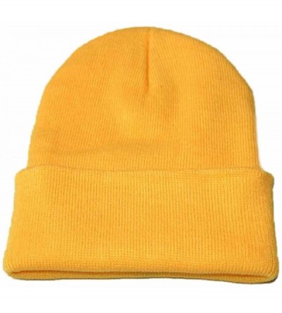 Skullies & Beanies Unisex Slouchy Knitting Beanie Hip Hop Cap Warm Winter Ski Hat - Ellow - CA18ATSZL38 $10.81