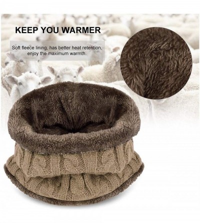 Skullies & Beanies 2-Pieces Winter Beanie Hat Scarf Set Warm Knit Hat & Warm Neck Thick Knit Cap for Men Women Kids - Khaki -...