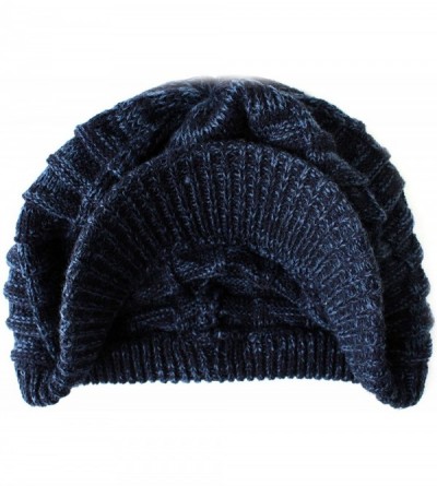 Skullies & Beanies Unisex Winter Hats with Visor Warm ski hat Stylish Knitted hat for Men and Women - Navy -Melange - C618IK2...