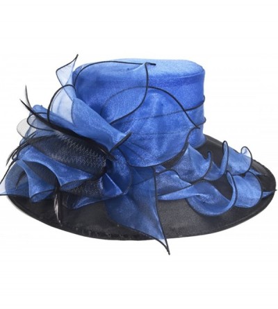 Sun Hats Women Floral Wedding Dress Tea Party Derby Racing Church Hat - Navy&blue - CO17XMRM4ET $31.26