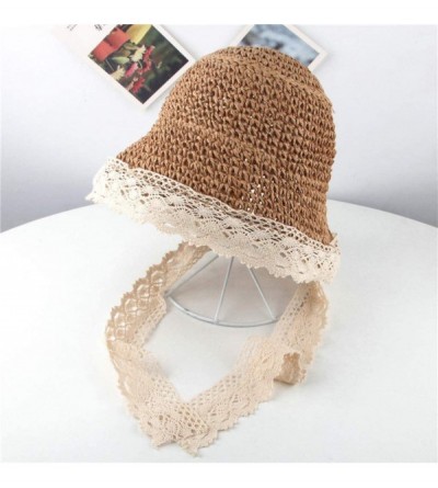 Sun Hats Parent-Child Style Adult Big Straw Hat Spring Summer Lace Stitching Tie Breathable Visor Straw Hat Beach Cap - CG18Q...