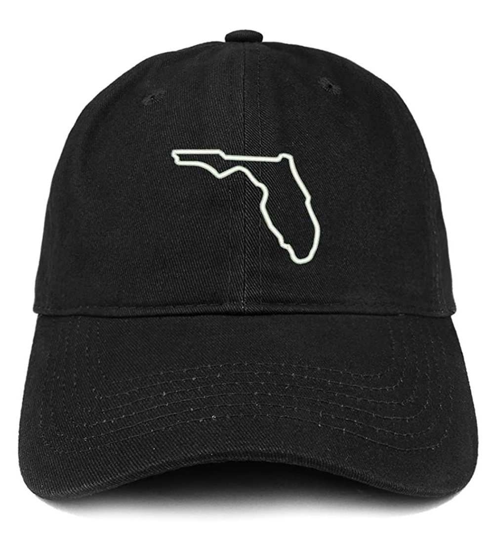Baseball Caps Florida State Outline State Embroidered Cotton Dad Hat - Black - CB18G67WO6Y $17.57