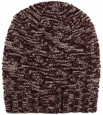 Skullies & Beanies Unisex Adult Winter Warm Slouch Beanie Chunky Baggy Skull Cap Stretchy Knit Hat Oversized - Claret - CO18K...