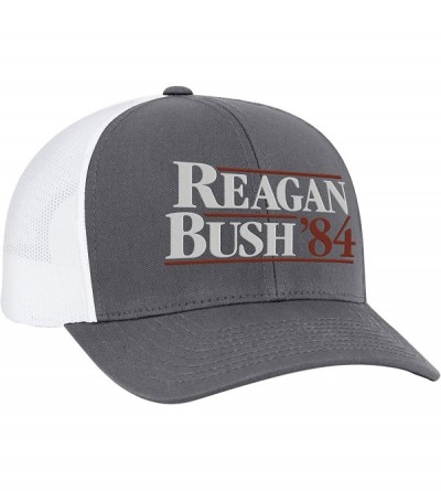Baseball Caps Reagan Bush 84 Campaign Adult Trucker Hat - Charcoal/White - CC199IEGT57 $28.50