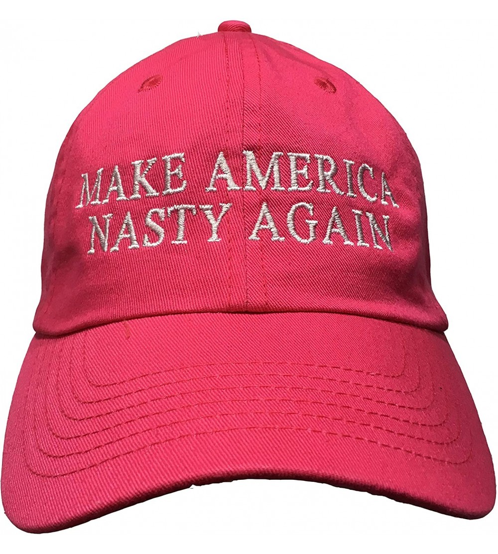 Baseball Caps Make America Nasty Again - Pink Embroidered Ball Cap - CF12OBYI5ZG $16.50