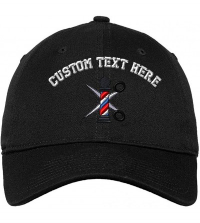 Baseball Caps Custom Soft Baseball Cap Barber Pole Scissors Embroidery Twill Cotton - Black - CR18WXYHNRC $46.66