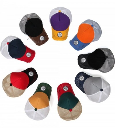 Baseball Caps Solid Color Vintage Distressed Mesh Blank Trucker Hat Baseball Cap - Black - C112HDEEOM7 $16.84