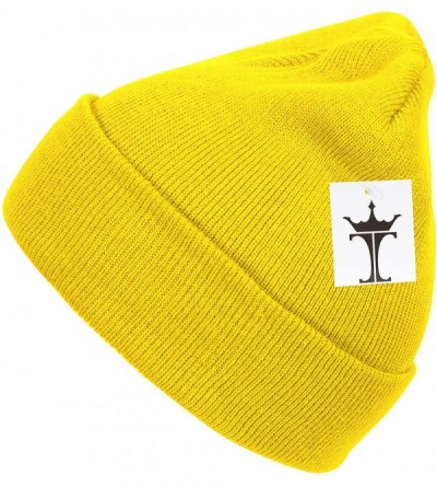 Skullies & Beanies Solid Color Long Beanie - Yellow - C011Y94YMSB $11.19
