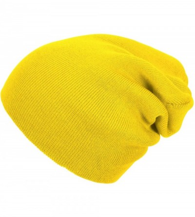 Skullies & Beanies Solid Color Long Beanie - Yellow - C011Y94YMSB $11.19