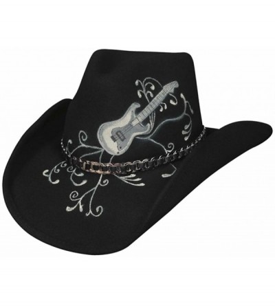 Cowboy Hats Rock & Roll Legend Wool Felt Western Cowboy W/air Brushed Guitar on Crown & Link Chain Hatband - C5116PAXTRL $47.09