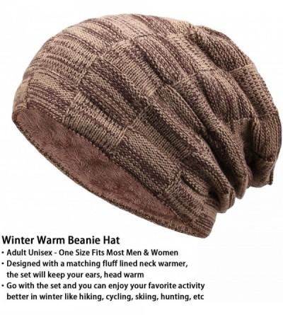 Skullies & Beanies Winter Beanie Scarf Warmer Fleece - Khaki - CX18LI99MMN $12.24