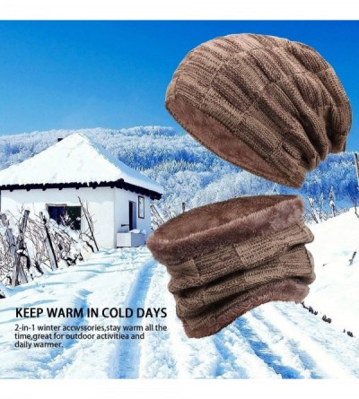 Skullies & Beanies Winter Beanie Scarf Warmer Fleece - Khaki - CX18LI99MMN $12.24