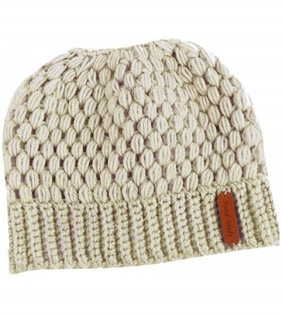 Skullies & Beanies Unisex Men Women Crochet Warm Winter Boho Knitting Baggy Beanie Hat Braided Head Cap - Beige2 - C618KCX0ND...