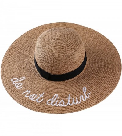 Sun Hats Women's Do Not Disturb Straw Wide Brim Floppy Sun Hat Beach Sun Hat - Tan - CI185Q74USQ $11.24
