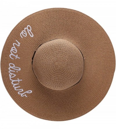 Sun Hats Women's Do Not Disturb Straw Wide Brim Floppy Sun Hat Beach Sun Hat - Tan - CI185Q74USQ $11.24