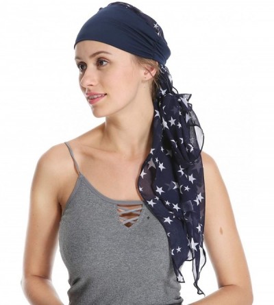 Skullies & Beanies Chemo Headwear Caps for Women - Breathable Cancer Hats Head Wraps Patient Gifts - Navy Blue Star - CY18YMD...