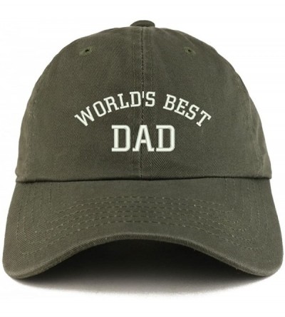 Baseball Caps World's Best Dad Embroidered Low Profile Soft Cotton Dad Hat Cap - Olive - CW18DD5N45I $22.19
