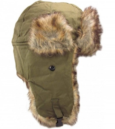 Skullies & Beanies Trooper Ear Flap Cap w/Faux Fur Lining Hat - Sage - CO11HIZL0BZ $42.46
