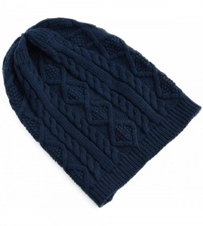 Skullies & Beanies Unisex Adult Winter Warm Slouch Beanie Long Baggy Skull Cap Stretchy Knit Hat Oversized - Navy - C51291EZI...