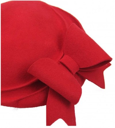 Berets 100% Wool Beanie Hat French Dress Beret Winter Hat Vintage Fascinator Hats - Red - CR18GDZ7XWM $68.08