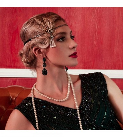 Headbands Flapper Headband Bling Rhinestone Pearl Wedding Headpiece 1920s Gatsby Themes Party Accessoires - C518Z3AR6UT $10.01