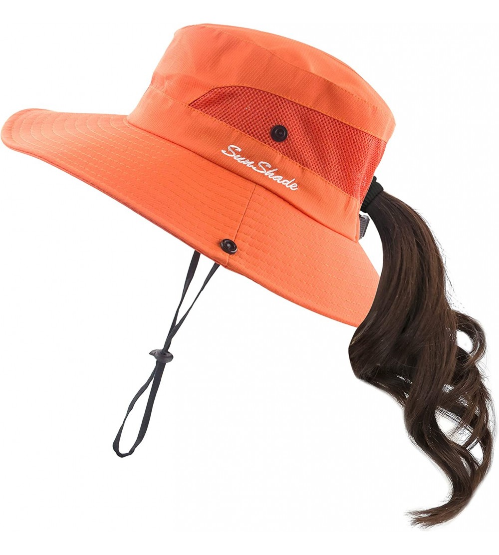 Women's Summer Sun-hat Ponytail - UV-Protection Mesh Wide Brim Foldable Hat with Ponytail Hole