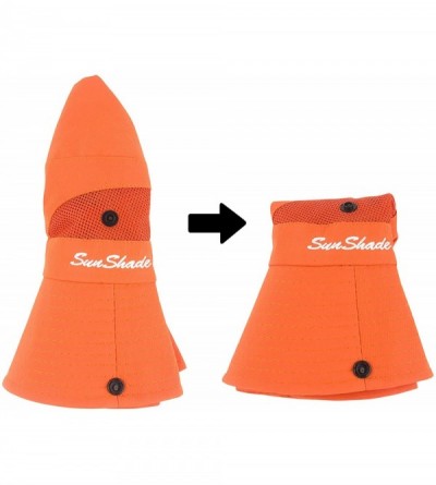 Sun Hats Women's Summer Mesh Wide Brim Sun UV Protection Hat with Ponytail Hole - Pure Orange - CX18TCYXDTC $13.82