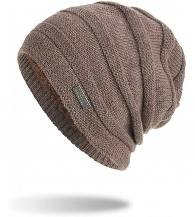 Skullies & Beanies Unisex Knit Cap Hedging Head Hat Beanie Cap Warm Outdoor Fashion Hat - Khaki - CI18LY47IS4 $11.01